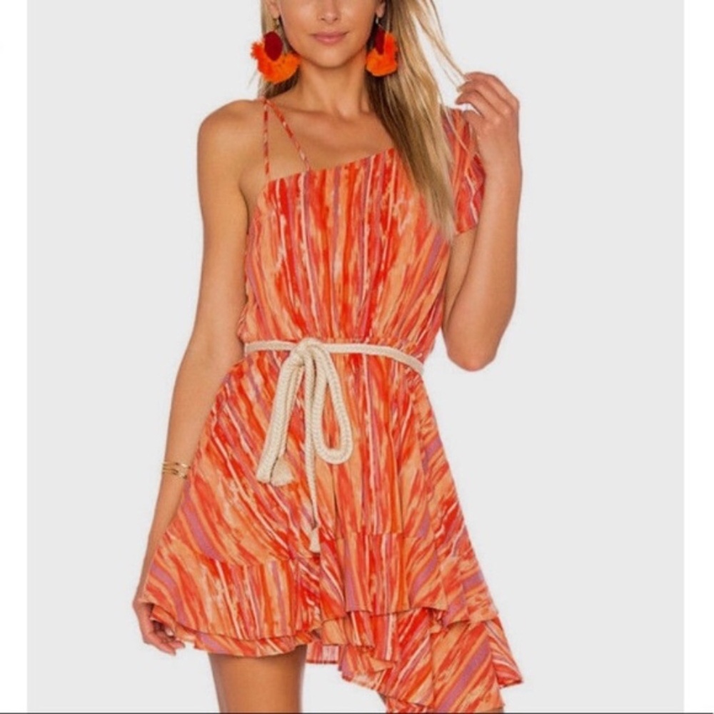 Free People Women’s Heart Shaped Face Mini Dress Sz Small No Belt Orange